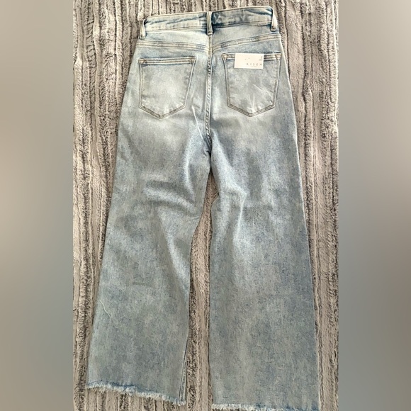 RISEN JEANS -HIGH RISE FRAYED ANKLE WIDE JEANS - RDP5511 - Picture 2 of 5